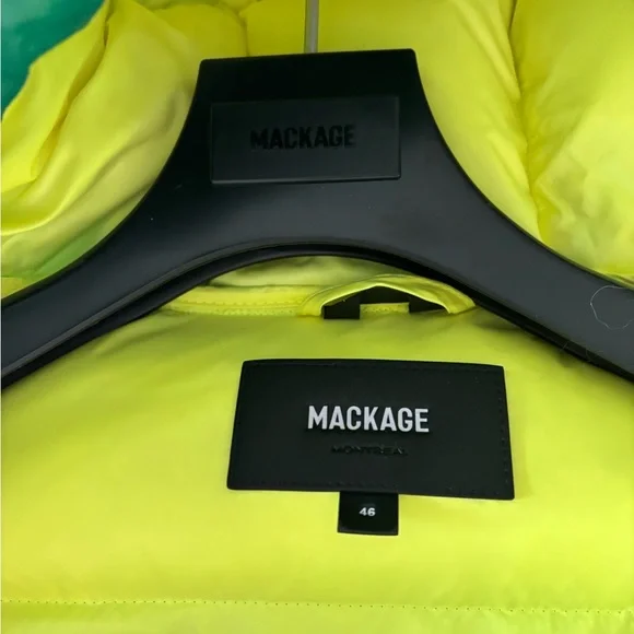 Mackage Teal Shiny Quilted Puffer with Neon Yellow Lining - Picture 6 of 6